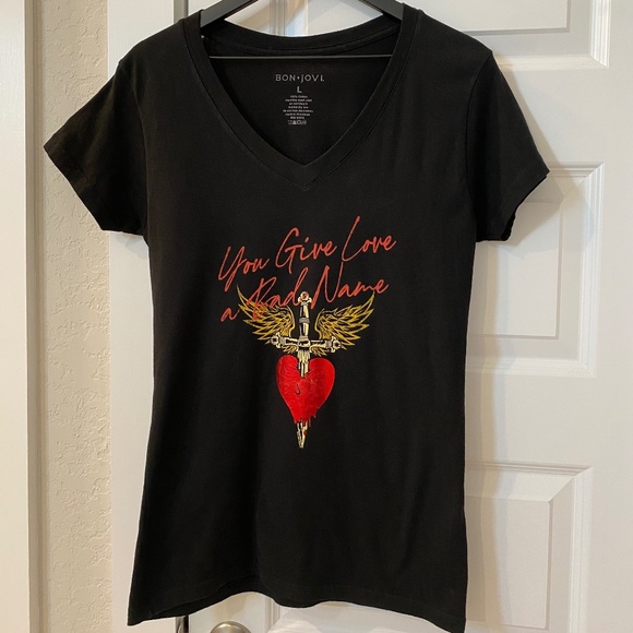 Bon Jovi Tops - Bon Jovi 2022 Concert Women’s L Black with “You Give Love a Bad Name” T-Shirt
